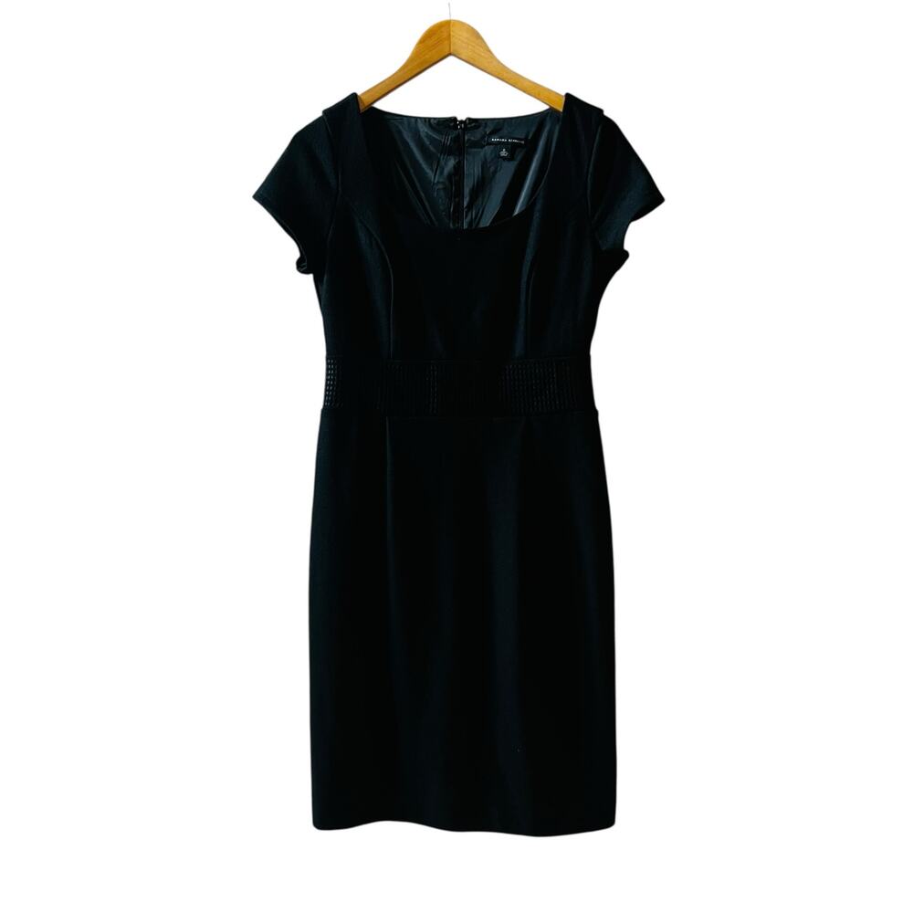 Banana Republic Black Wool Square Neck Short Sleeve Dress Size 6